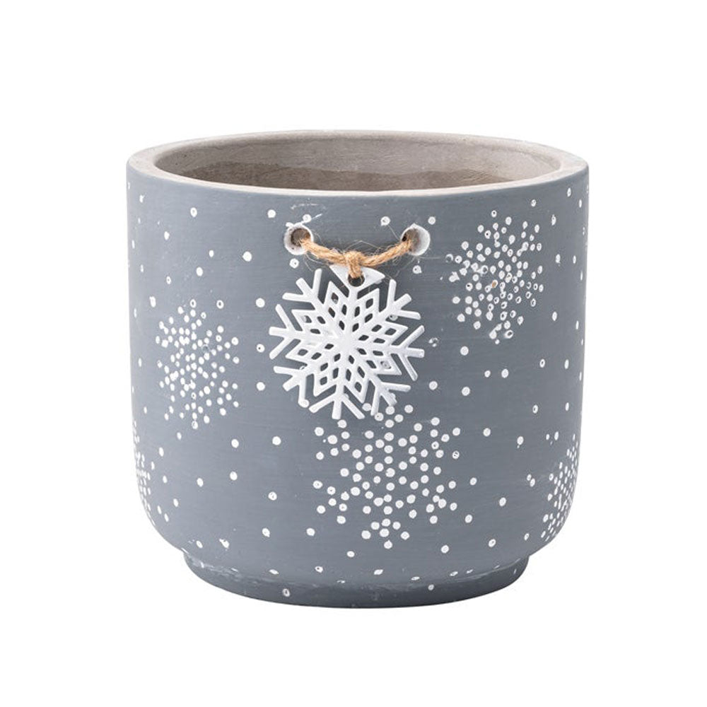 Napco, Gray/White Snowflake Planter