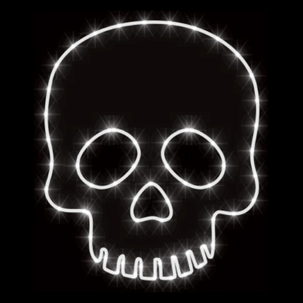 Good Tidings, 18" LED Skull Window Deco, White