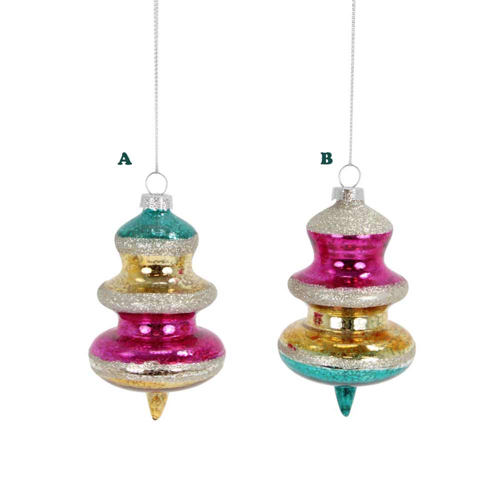 Direct Export, Glass Multi Finial Ornament, 4", Assorted & Sold Separately