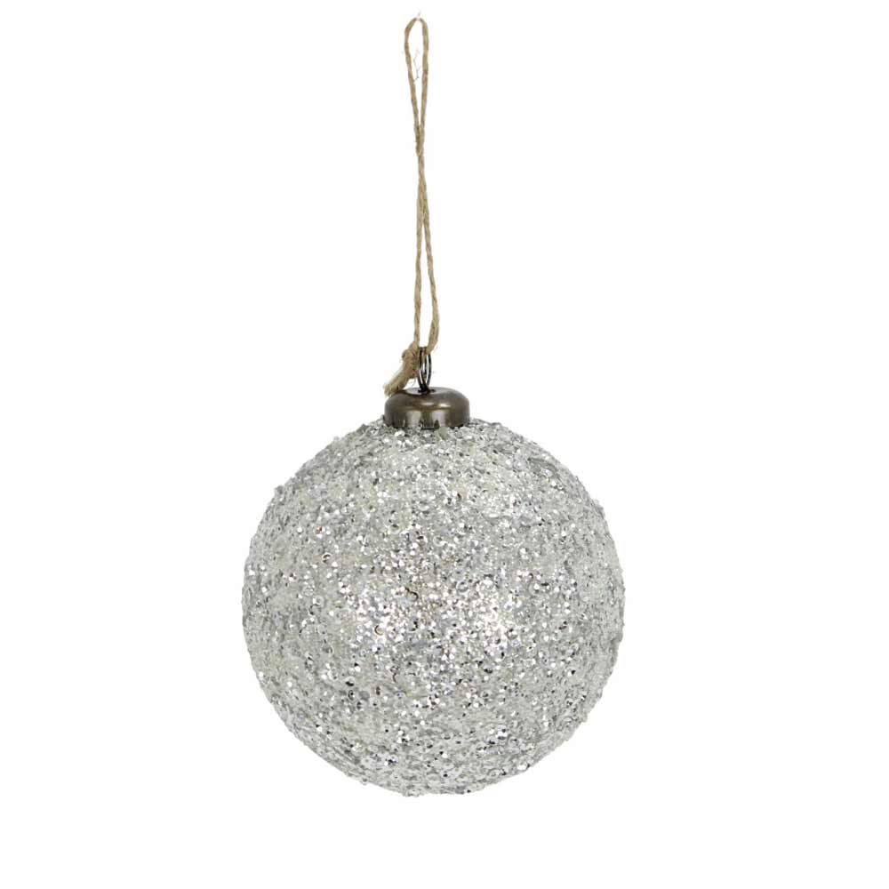 Direct Export, Glitter Platinum Sequin Ball Ornament, 4"