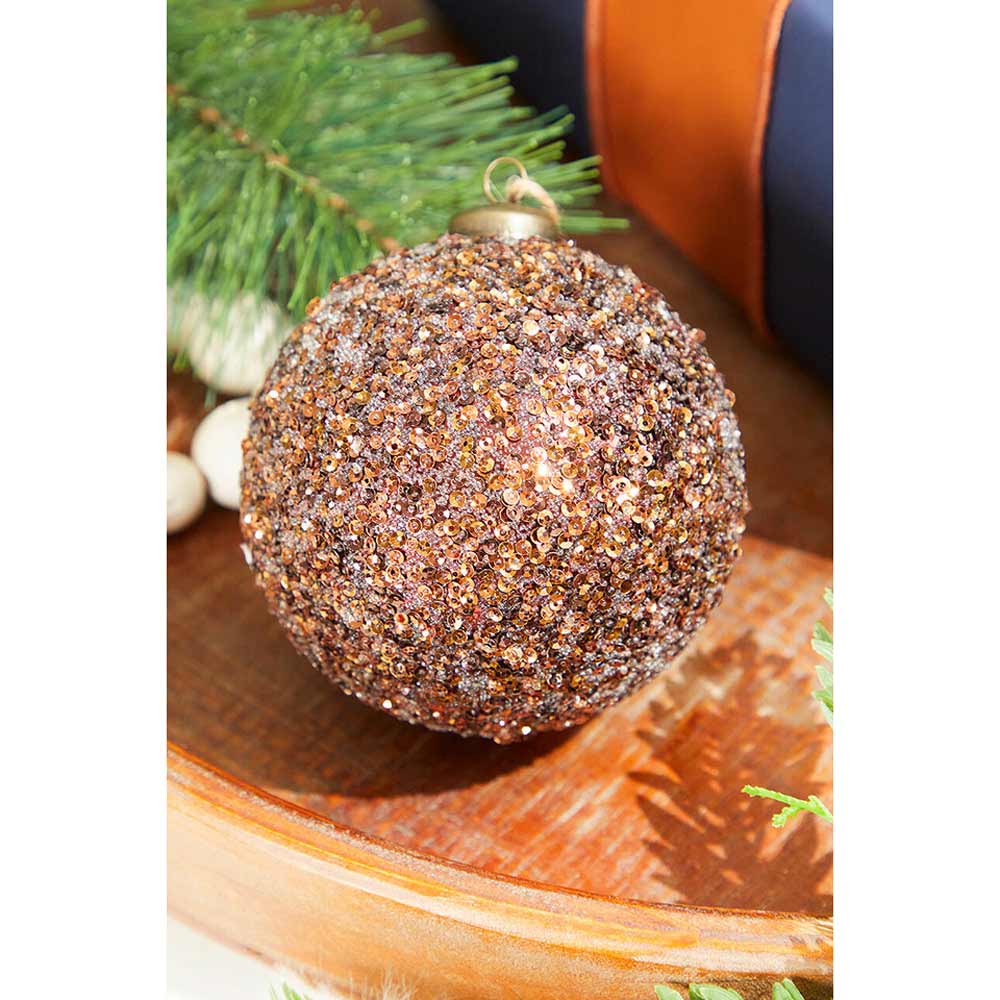 Direct Export, Glitter Chocolate Sequin Ball Ornament, 4"