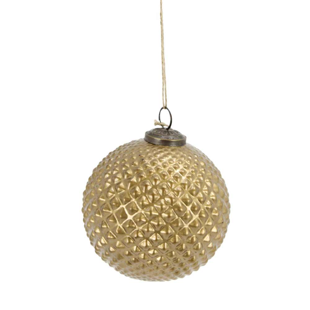 Direct Export, Hobnail Matte Gold Glass Ball Ornament, 5"