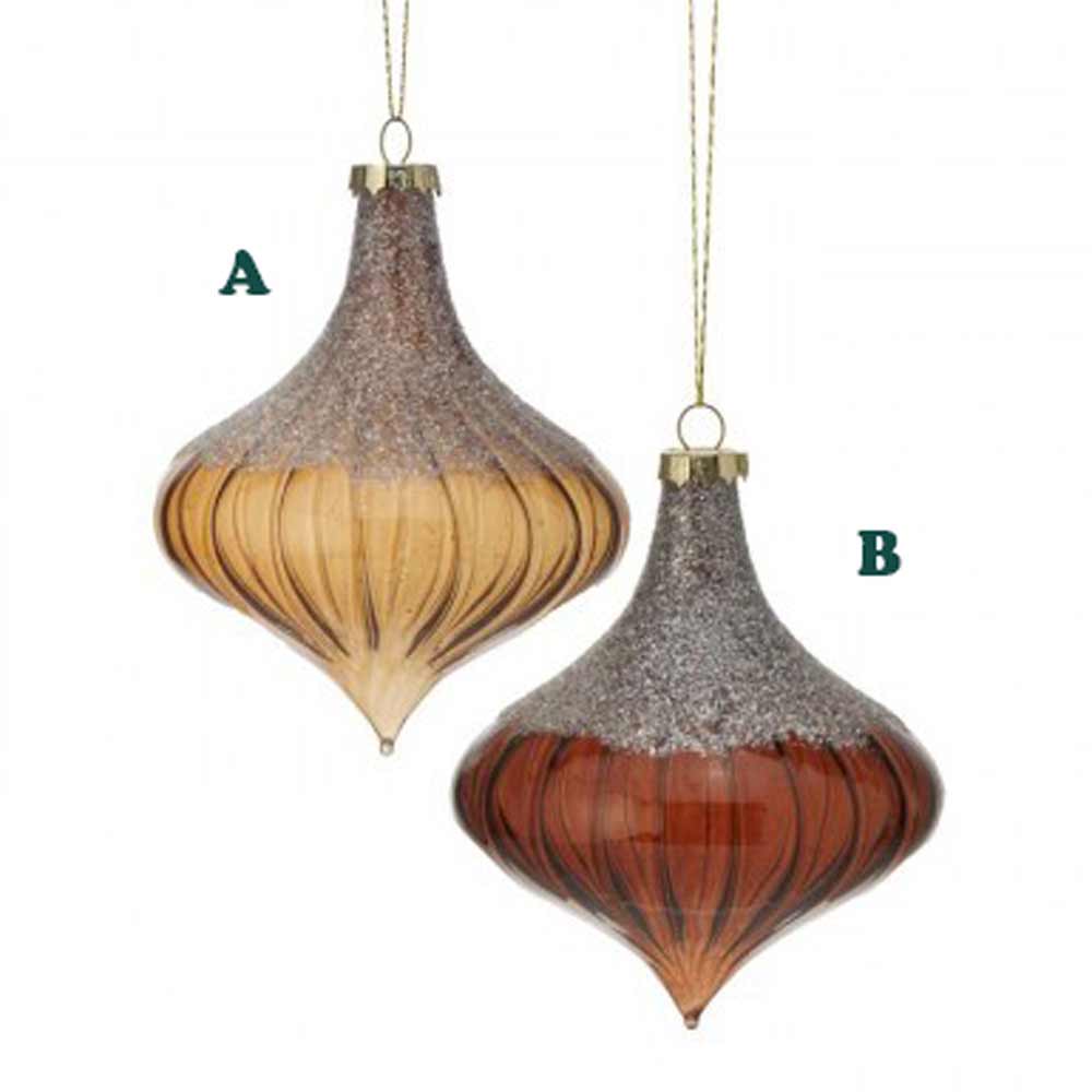 Regency, Plaid Finial Glass Ornament, 5", Assorted & Sold Separately