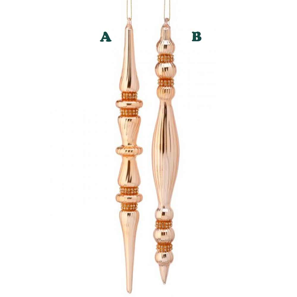 Regency, Icicle Glass Jewel Champagne Ornament, 12", Assorted & Sold Separately