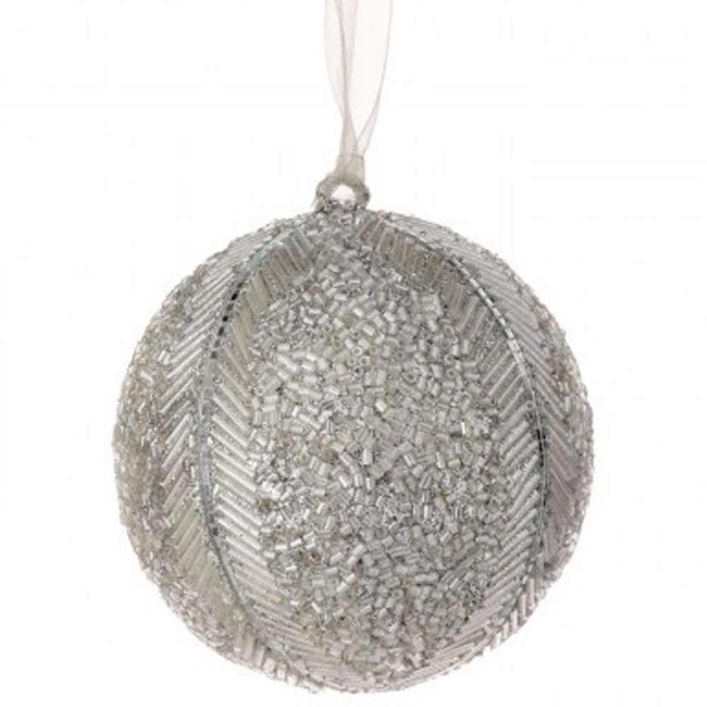 Regency, Bugle Bead Metallic Ball Ornament, 4"