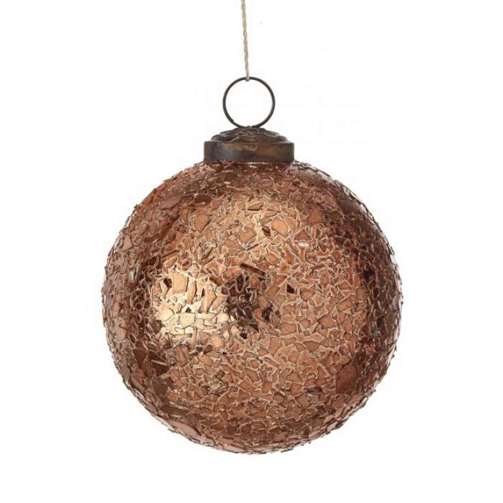 Regency, Crackle Copper Metallic Glass Ball Ornament, 4"