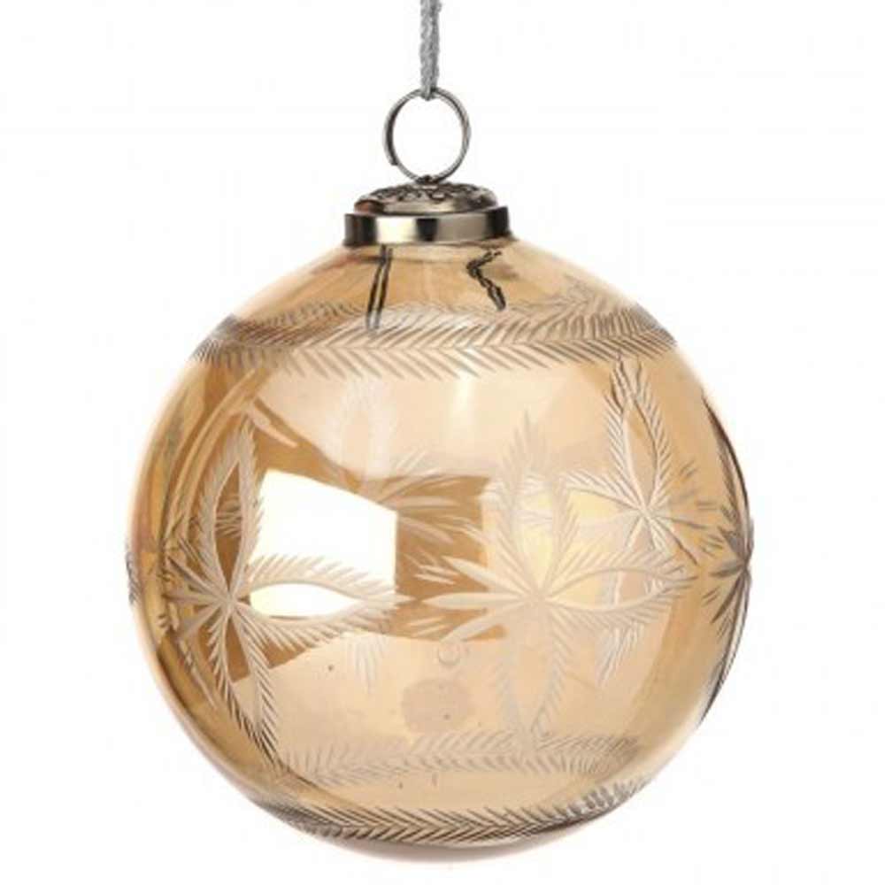 Regency, Fluret Clear Glass Champagne Ball Ornament, 5"