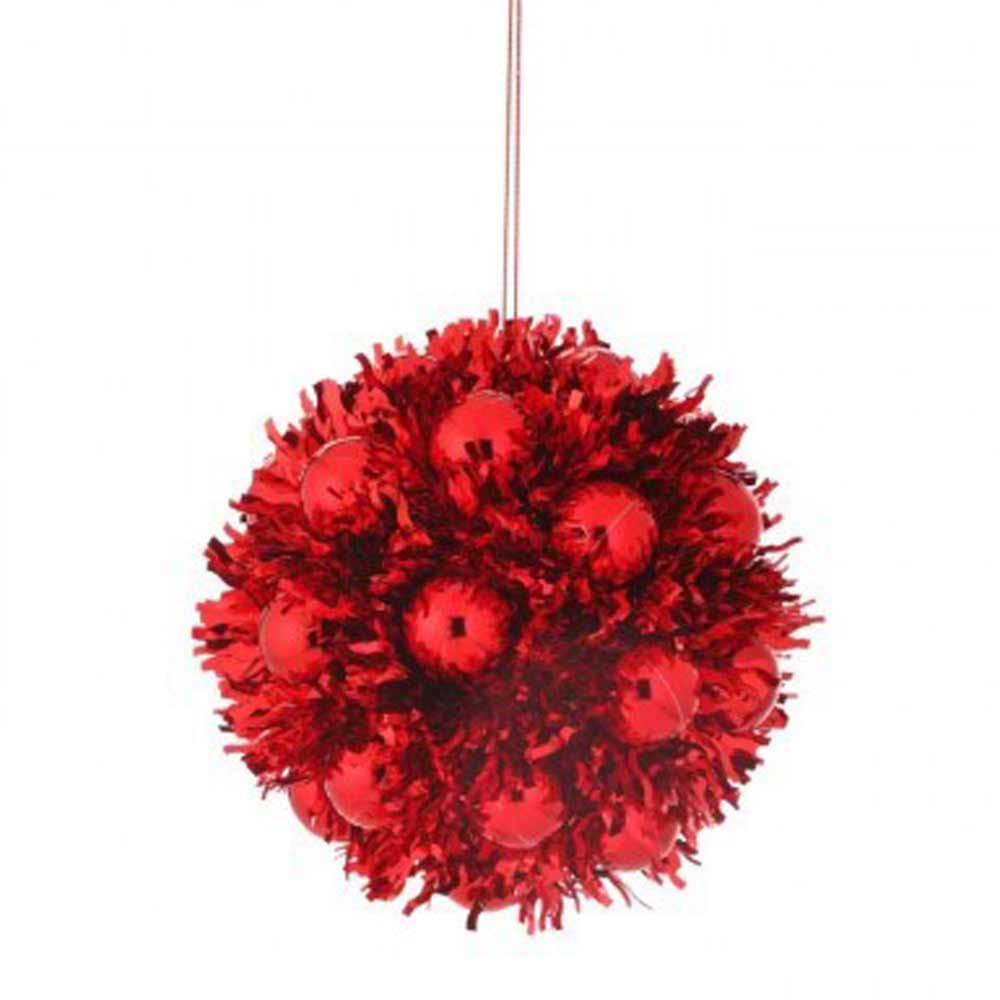Regency, Tinsel Red Ball Ornament, 4"