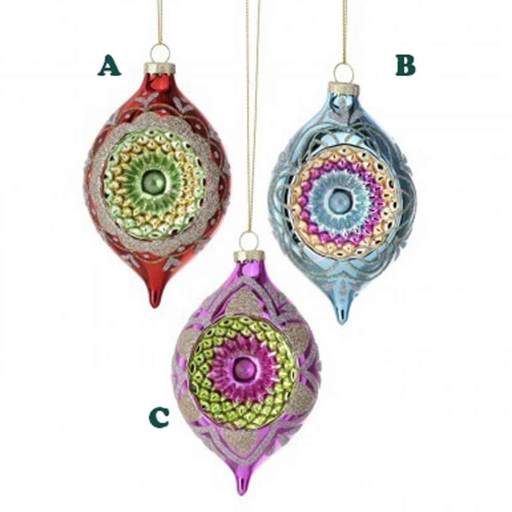 Regency, Finial Glass Reflector Ornament, 5", Assorted & Sold Separately