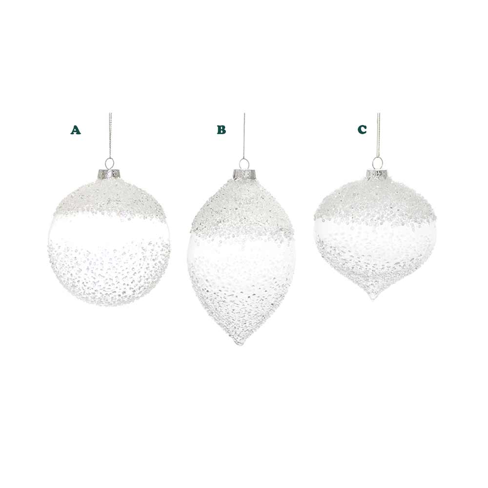 Melrose, White Glass Ornament, Assorted & Sold Separately