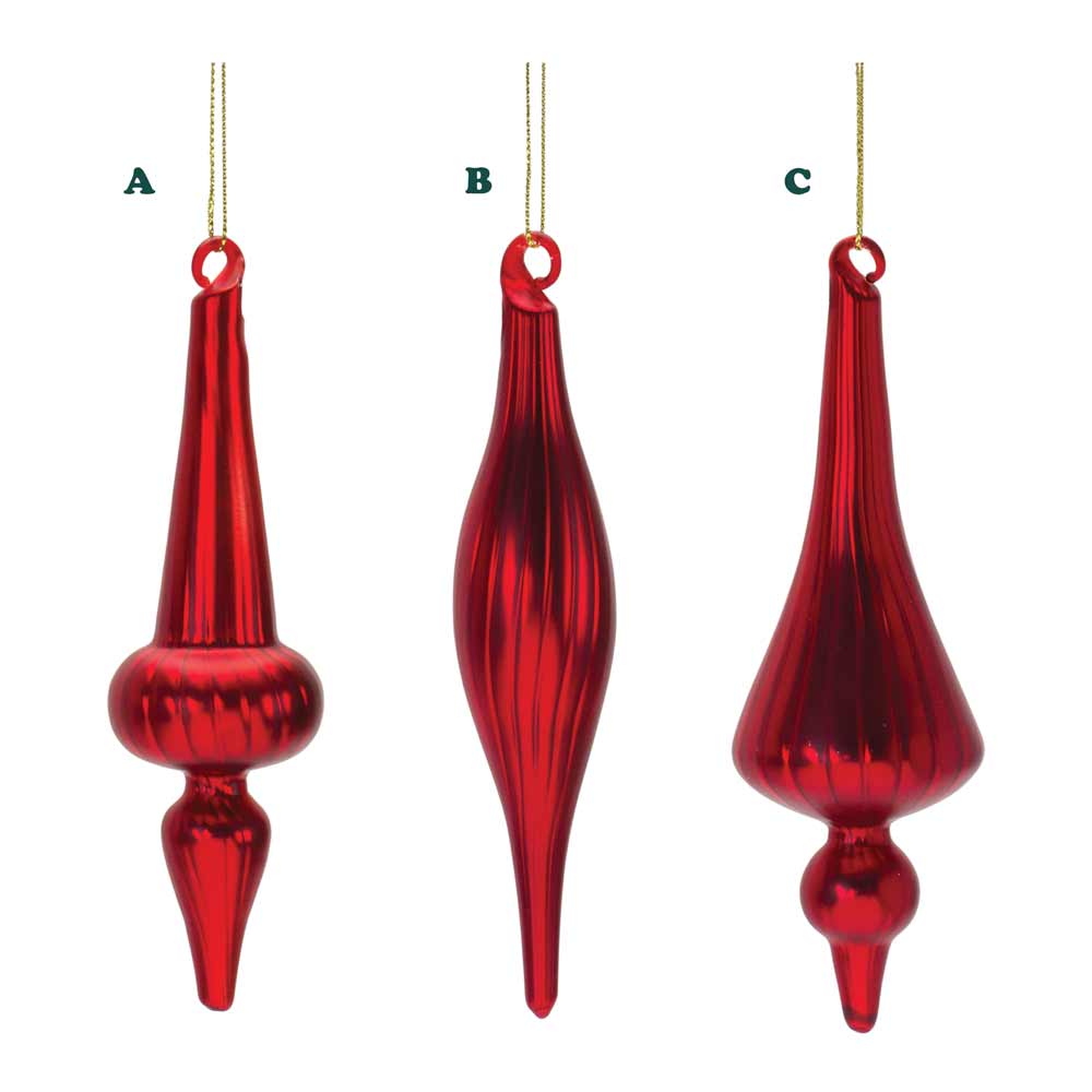 Melrose, Red Glass Ornament, 6", Assorted & Sold Separately