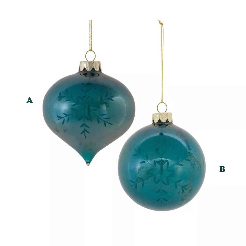 Melrose, Blue Glass Ornament, 6", Assorted & Sold Separately