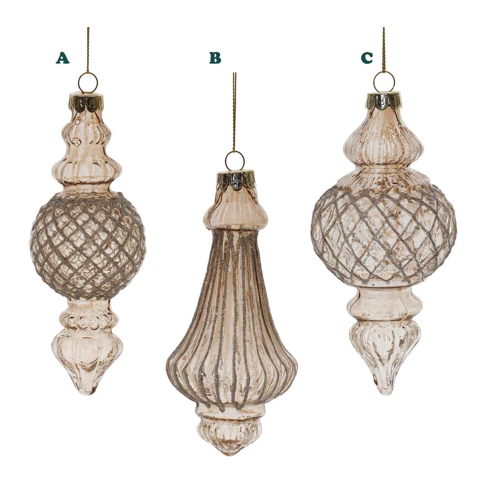 Melrose, Glass Champagne Ornament, Assorted & Sold Separately