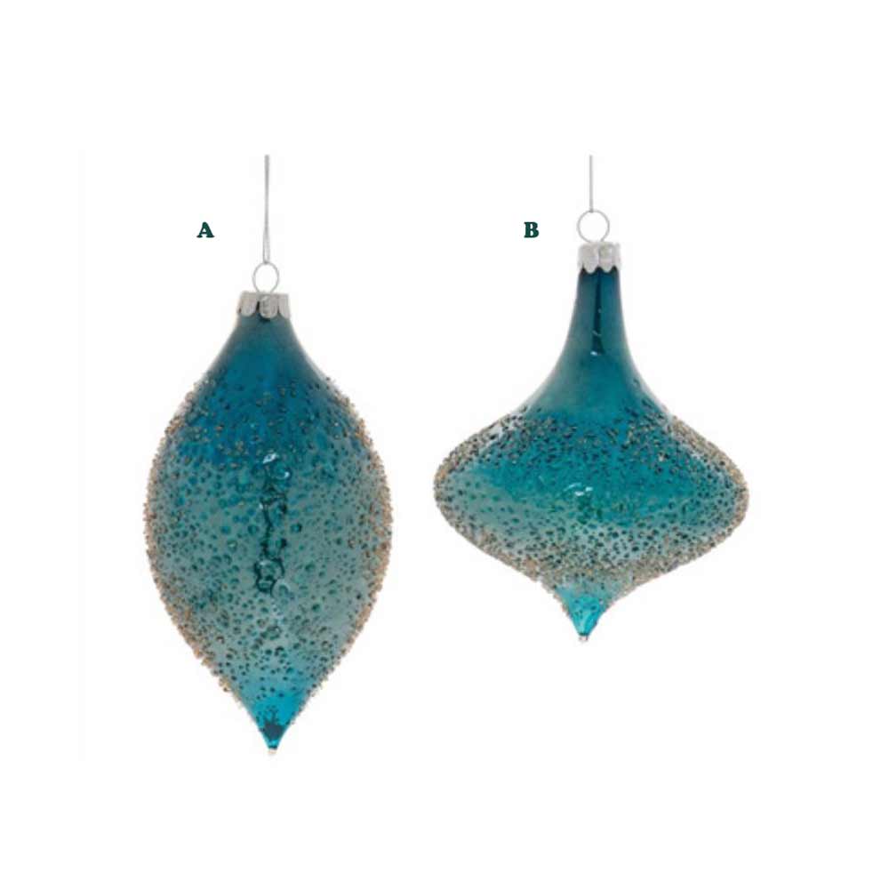 Melrose, Glass Teal Ornament, Assorted & Sold Separately