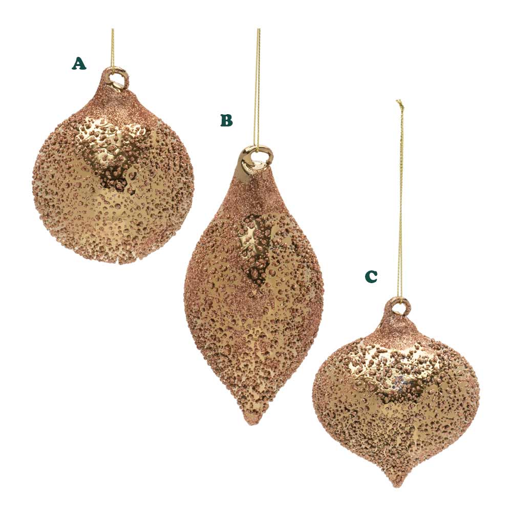 Melrose, Glass Copper Ornament, Assorted & Sold Separately