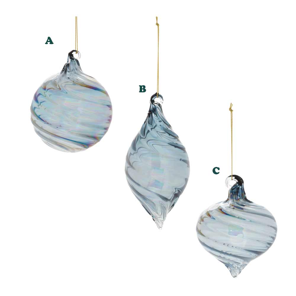 Melrose, Glass Blue Ornament, Assorted & Sold Separately