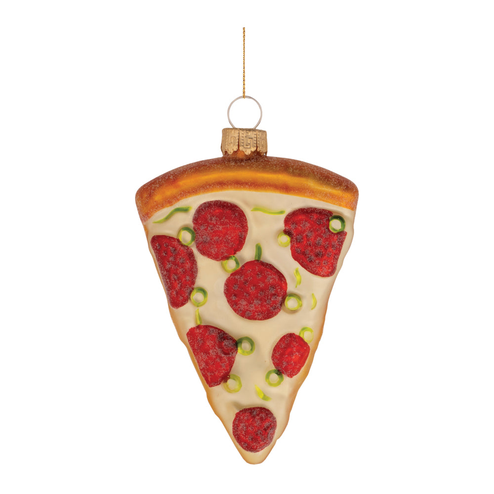 Melrose, Pizza Slice Glass Ornament, 4"