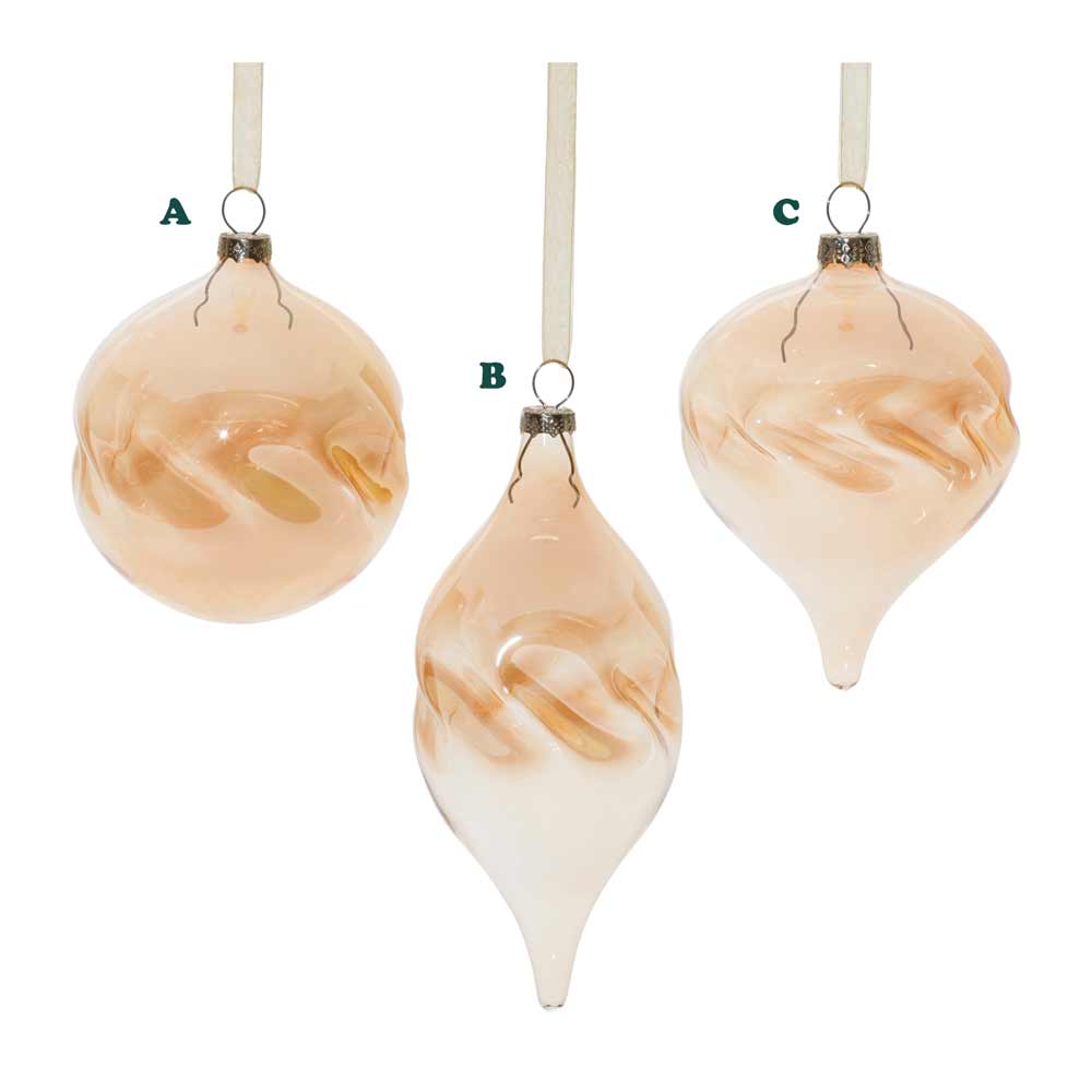 Melrose, Glass Cream & Champagne Ornament, Assorted & Sold Separately