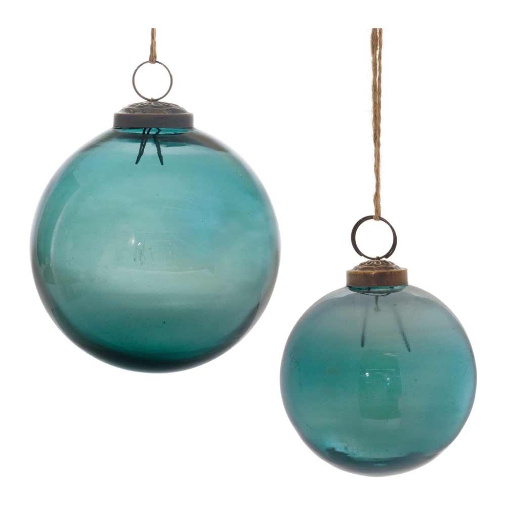 Melrose, Glass Teal Ball Ornament, Various Sizes