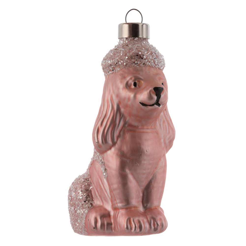 Karma, Poodle Mercury Pink Glass Ornament