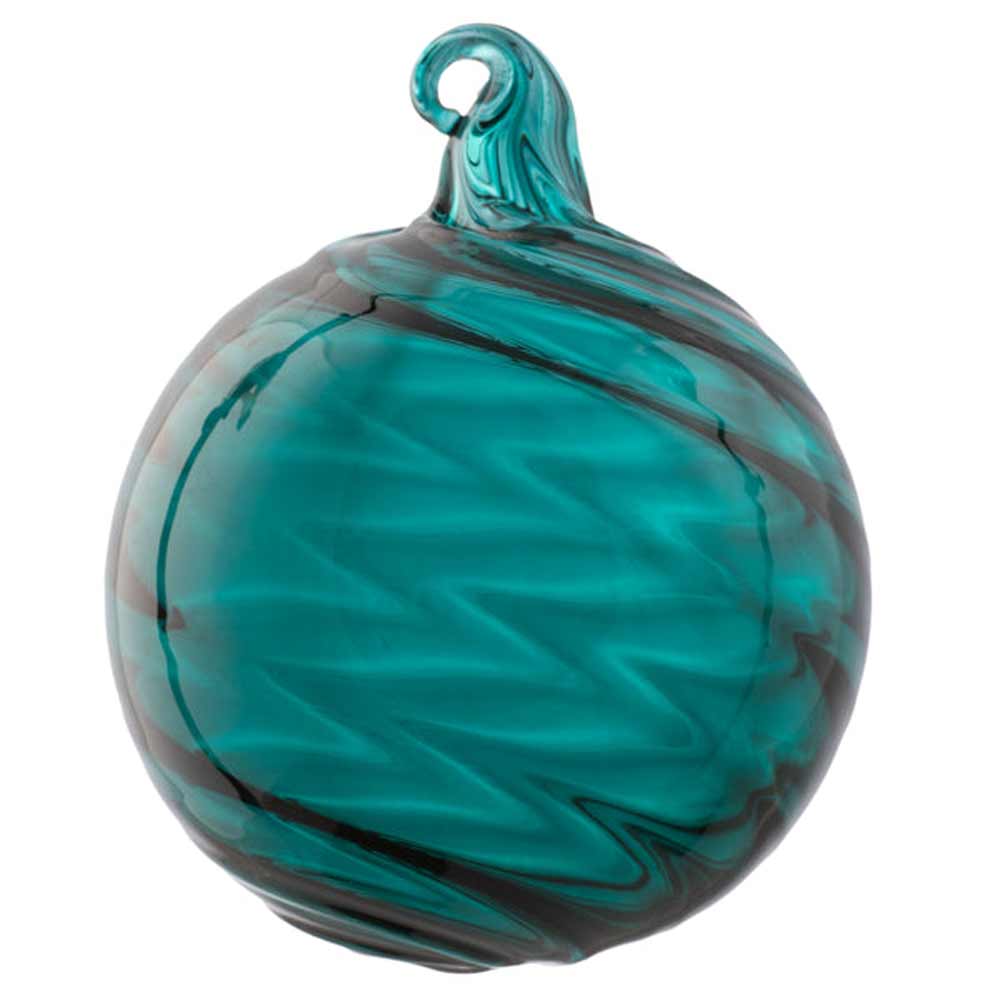 Karma, Swirl Glass Teardrop Teal Ornament