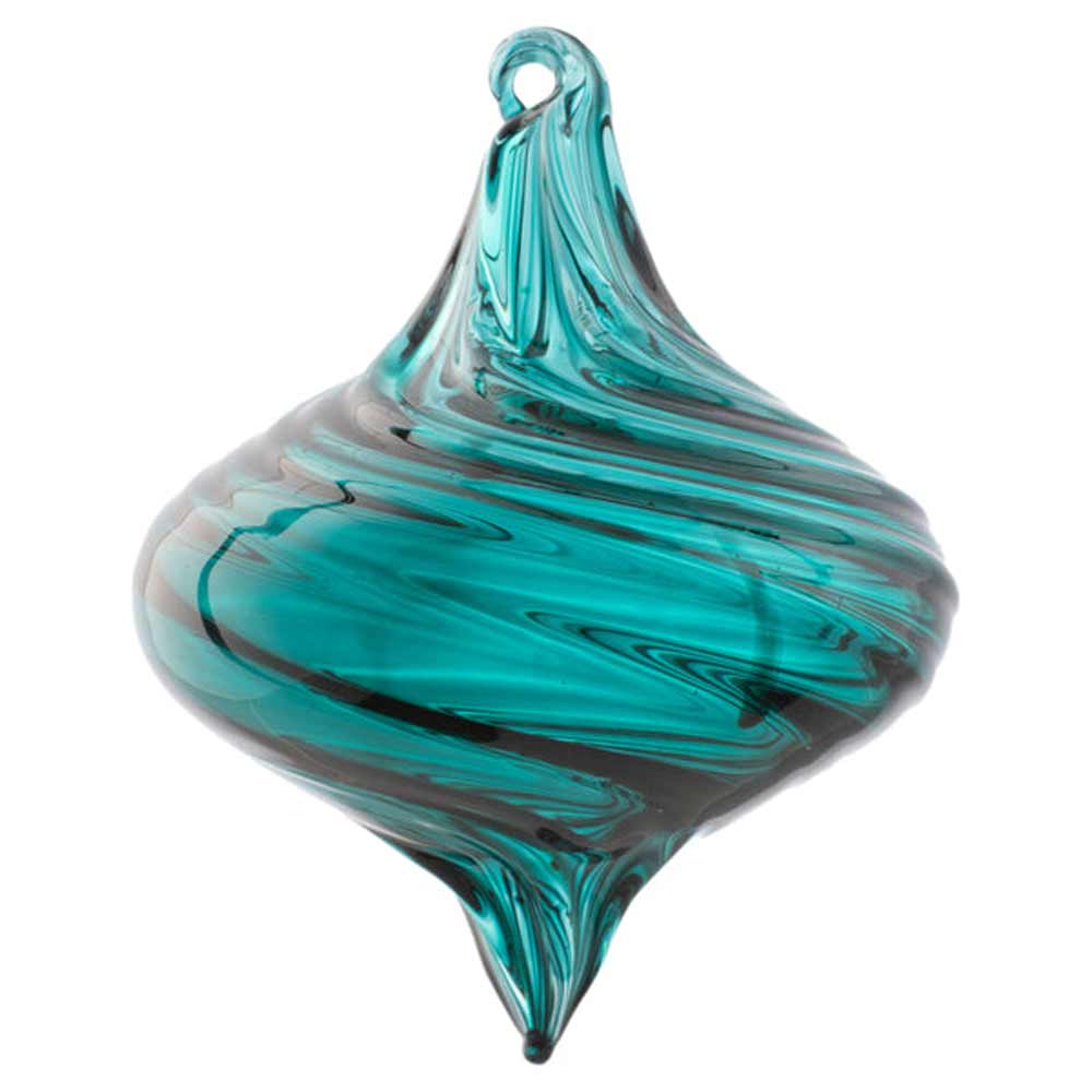 Karma, Swirl Glass Ball Teal Ornament