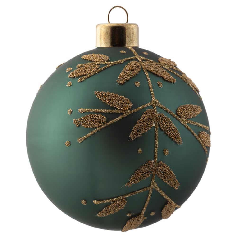 Karma, Glod Glitter Leaf Glass Jade Ball Ornament