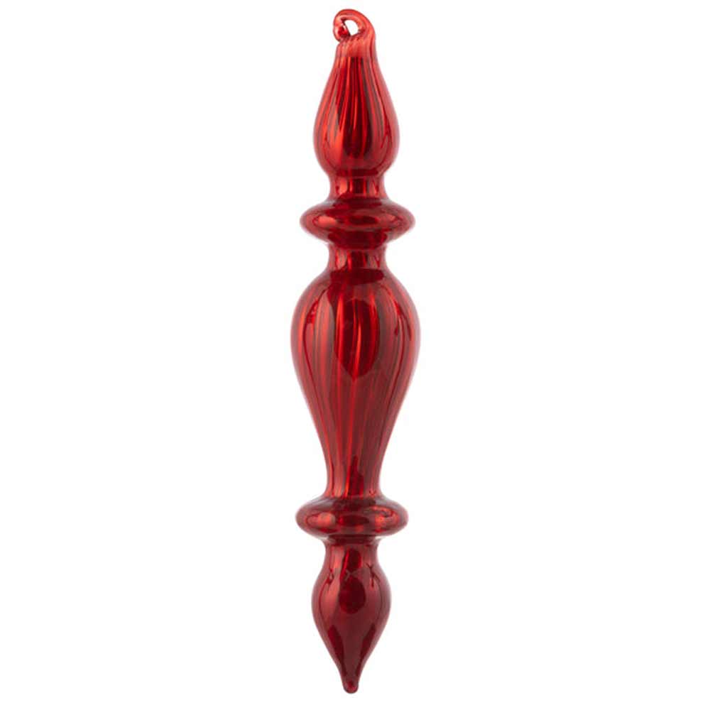 Karma, Shiny Fluted Ruby Finial Ornament, Assorted & Sold Separately