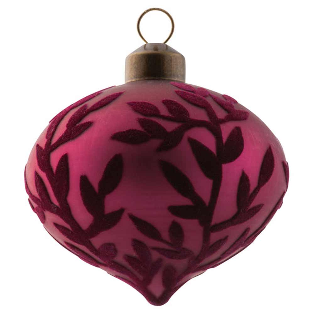 Karma, Velvet Leaf Plum Glass Drop Ornament