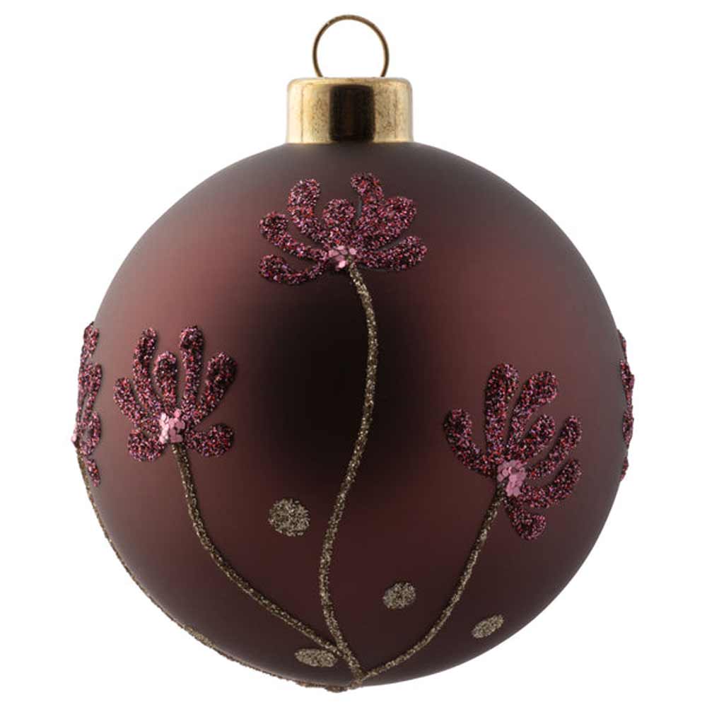 Karma, Wildflower Plum Glitter Glass Ball Ornament