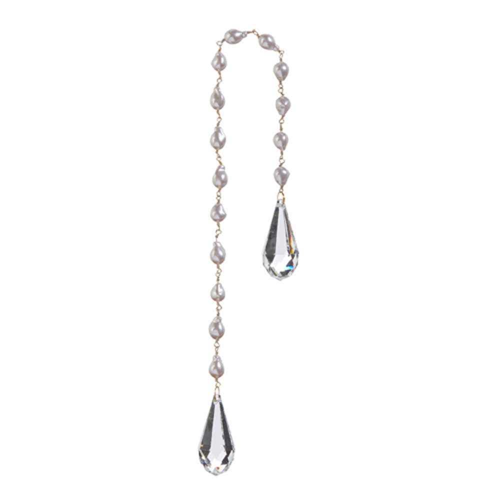 RAZ, Pearl Chain Jewel Drop Ornament, 17"