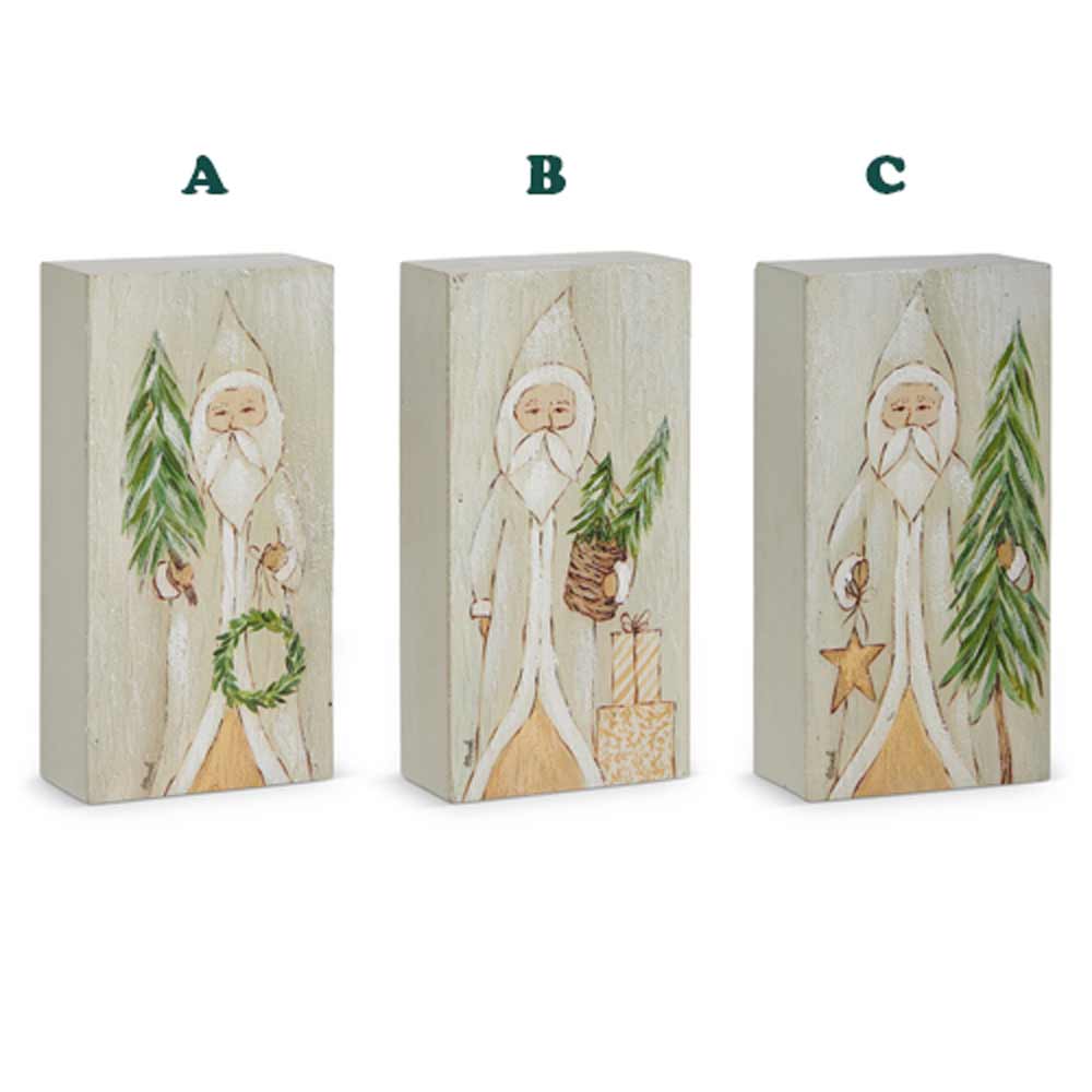 RAZ, Natural Santa Tree Block, 8", Assorted & Sold Separately