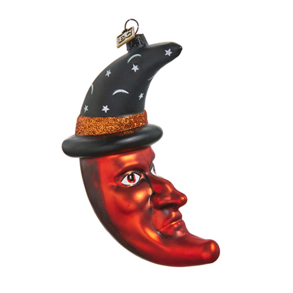 RAZ, Witchy Moon W/Hat Ornament, 4.75"