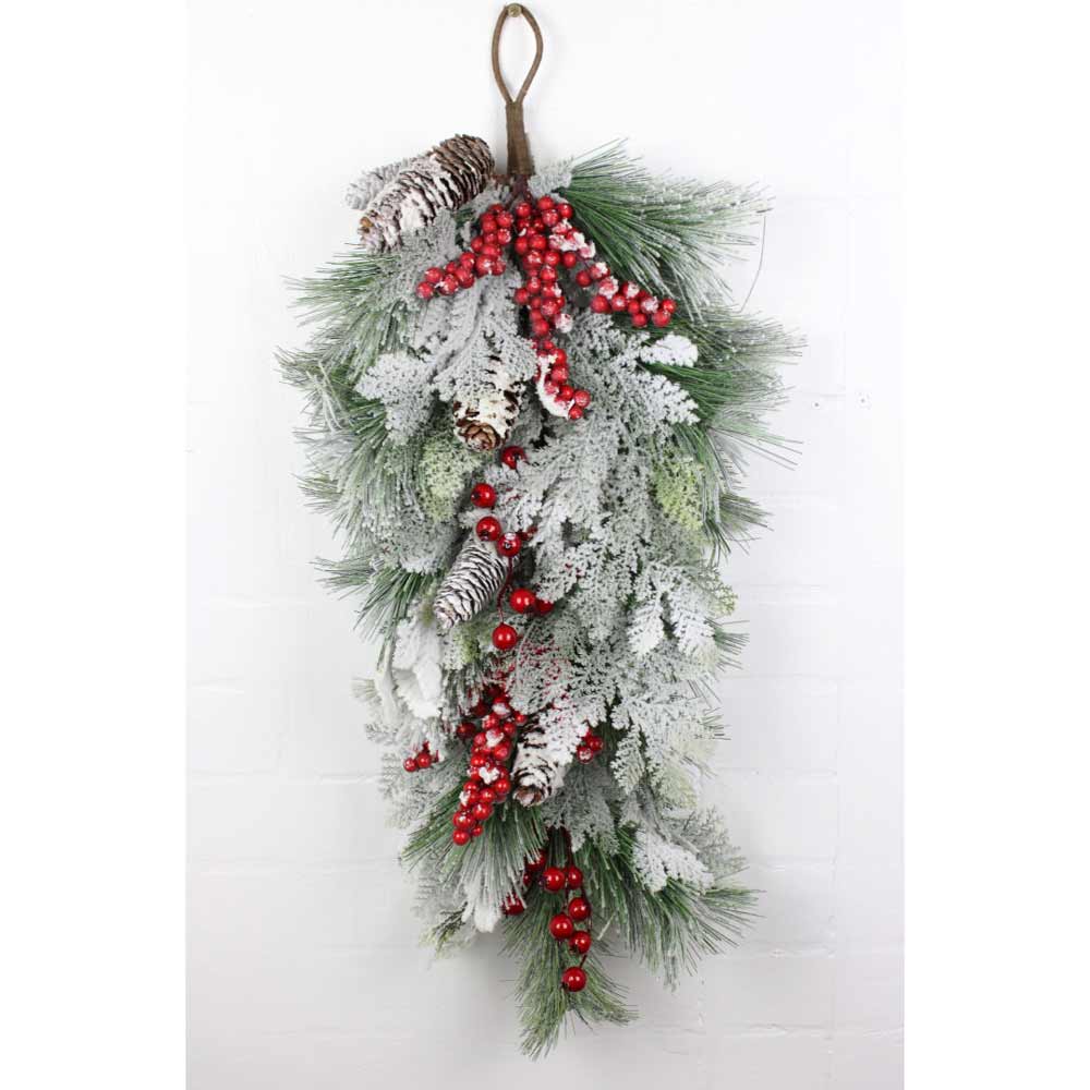 Direct Export, Snow Berry Pine Teardrop, 28"