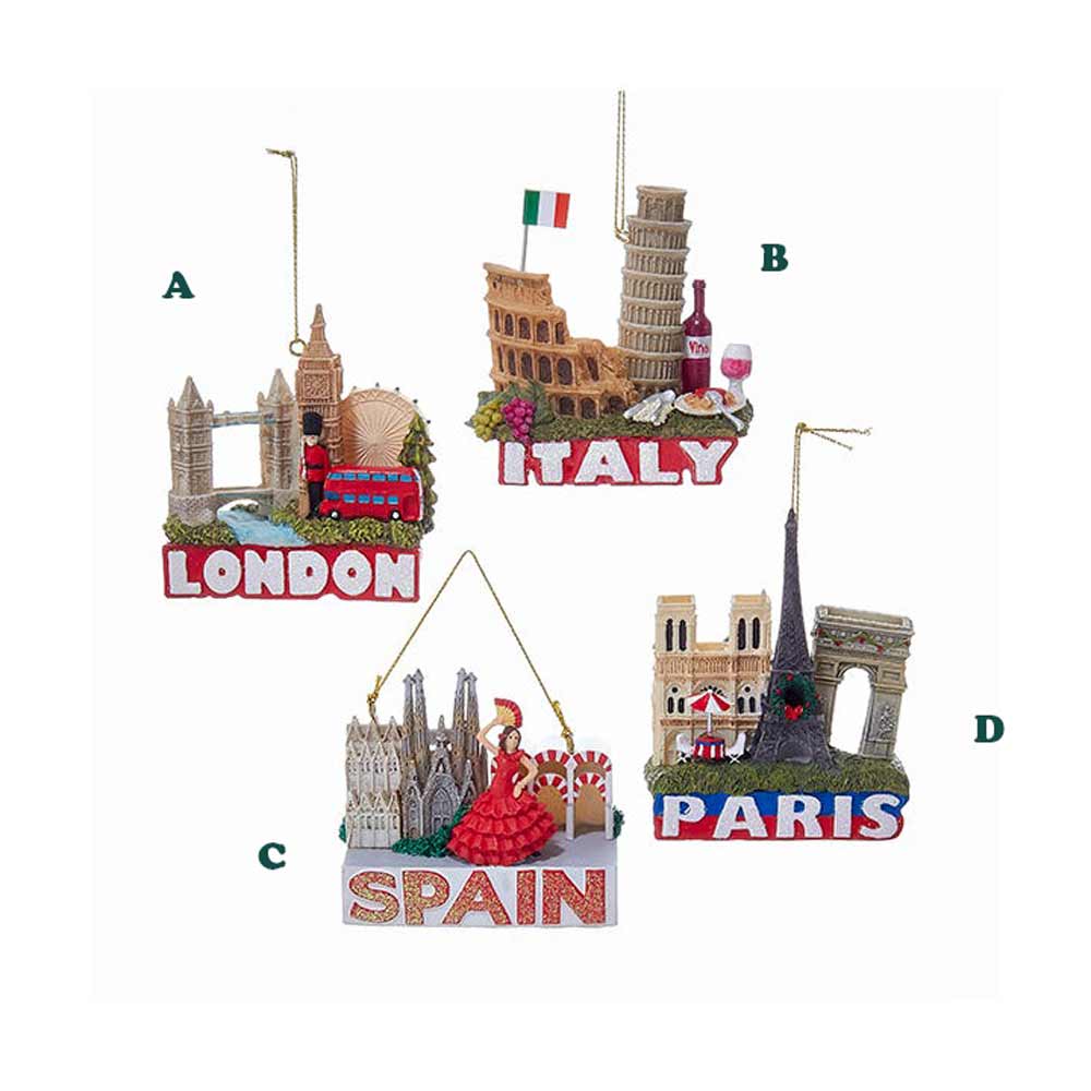 Kurt Adler, Travel Destination Ornament, Assorted & Sold Separately