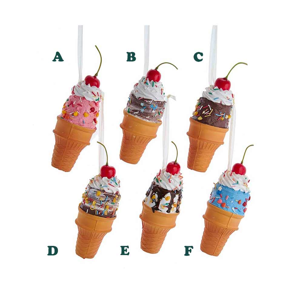 Kurt Adler, Ice Cream Cone Ornament, Assorted & Sold Separately