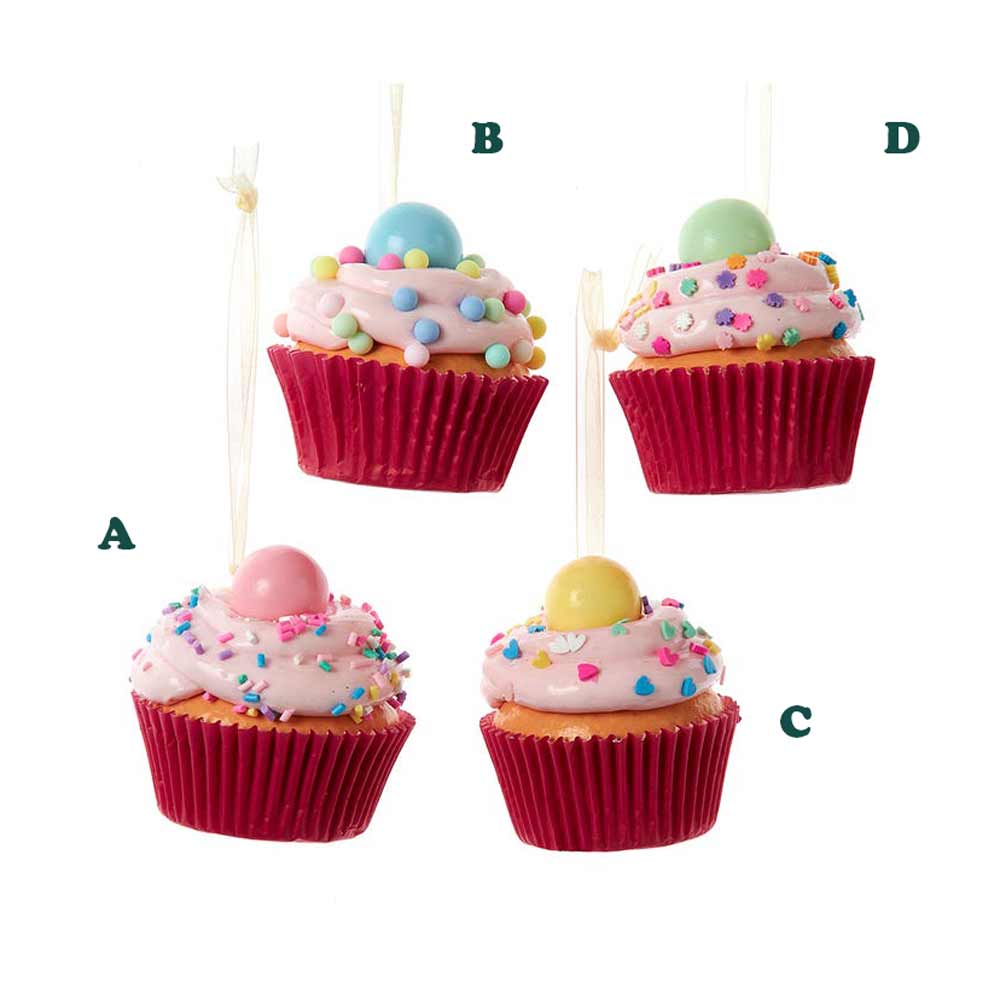 Kurt Adler, Bubblegum Cupcake Ornament, Assorted & Sold Separately