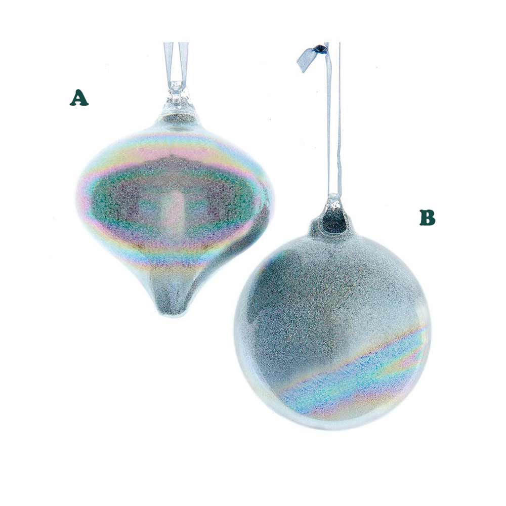 Kurt Adler, Glass Opalescent Glitter Ornament, Assorted & Sold Separately