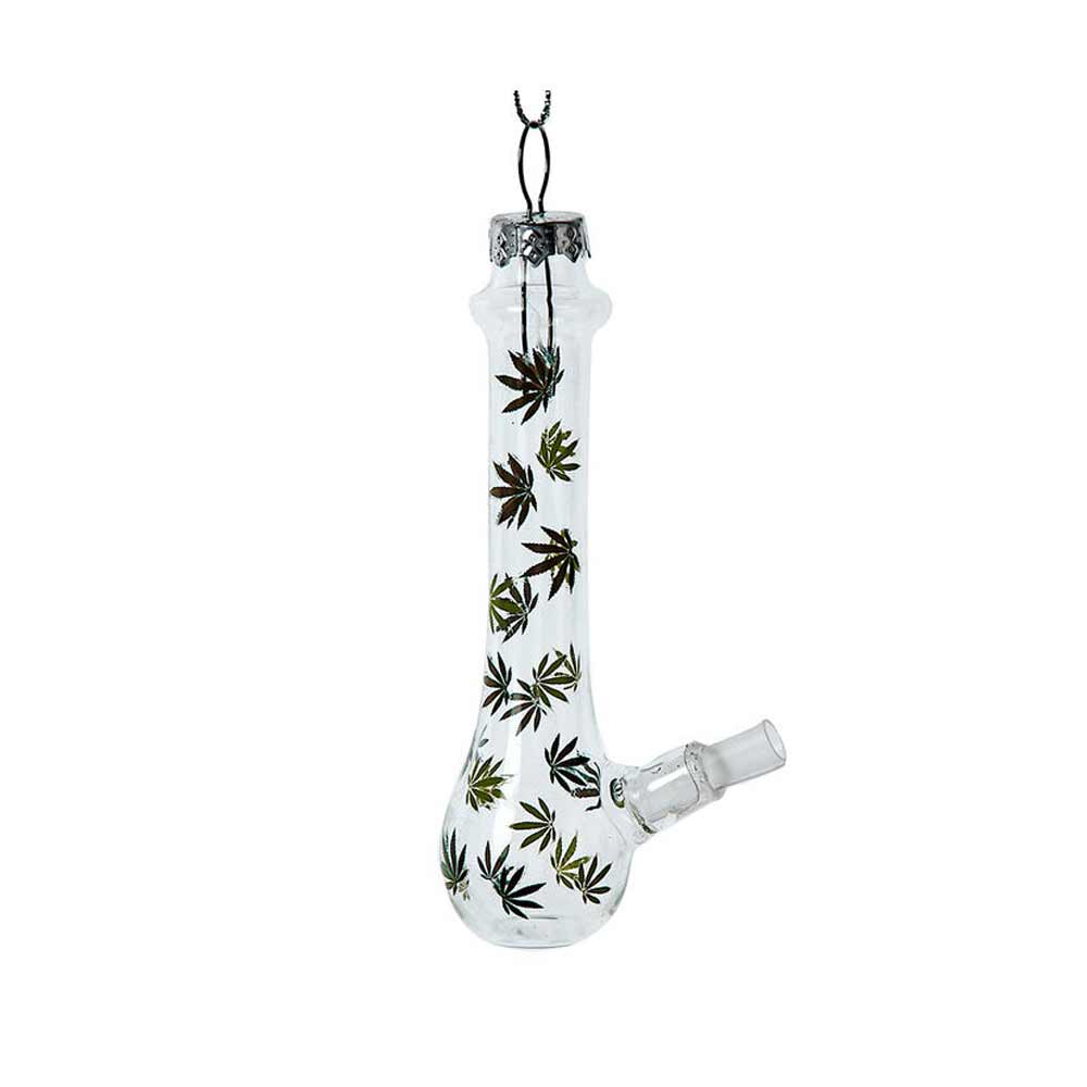Kurt Adler, Glass Bong W/Leaf Pattern Ornament