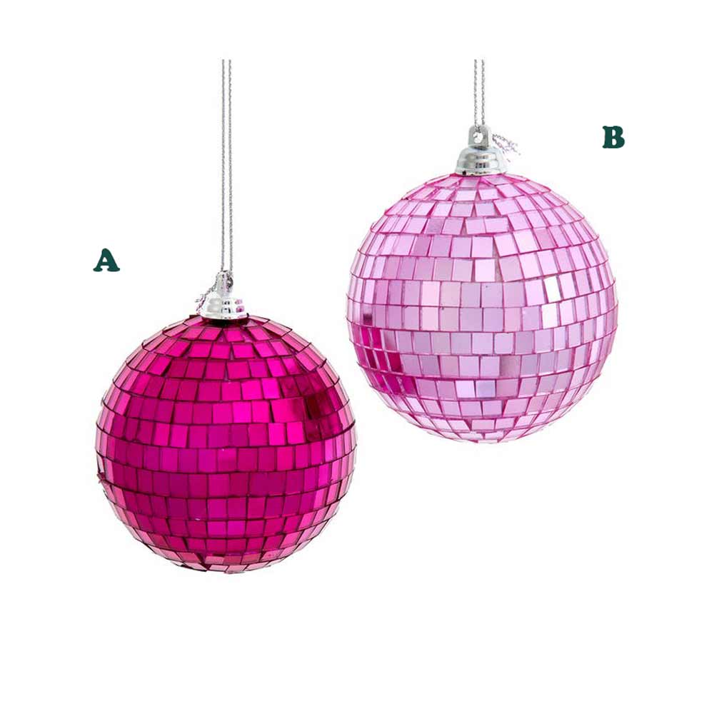 Kurt Adler, Pink Mirror Glass Ball Ornament, Assorted & Sold Separately