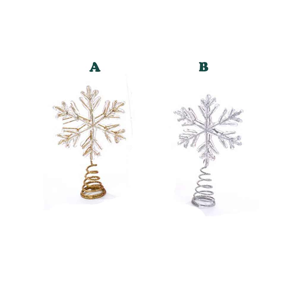 Kurt Adler, Metal Gold & Silver Snowflake Treetop, Assorted & Sold Separately