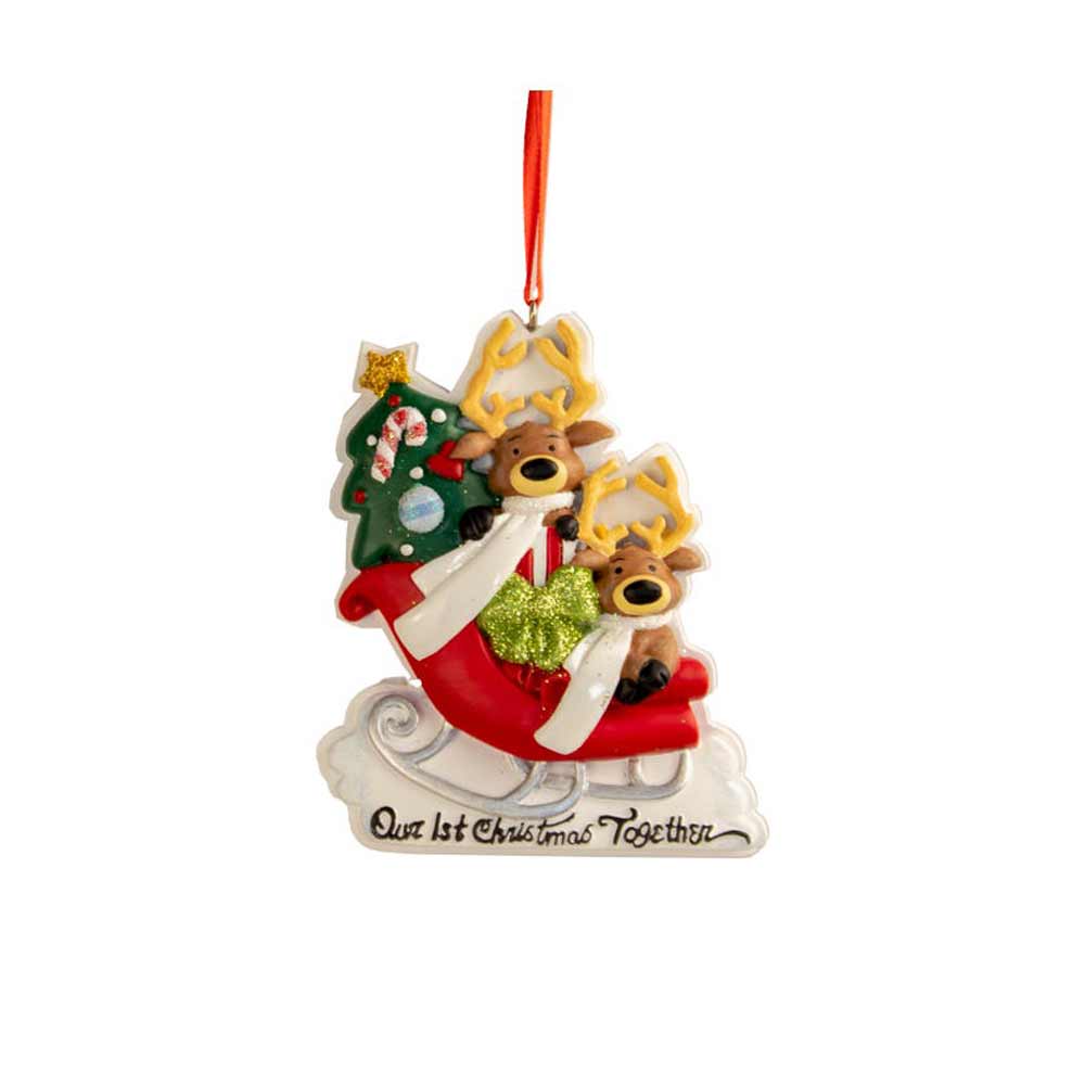 Kurt Adler, Our 1st Xmas Deer In Sleight Ornament