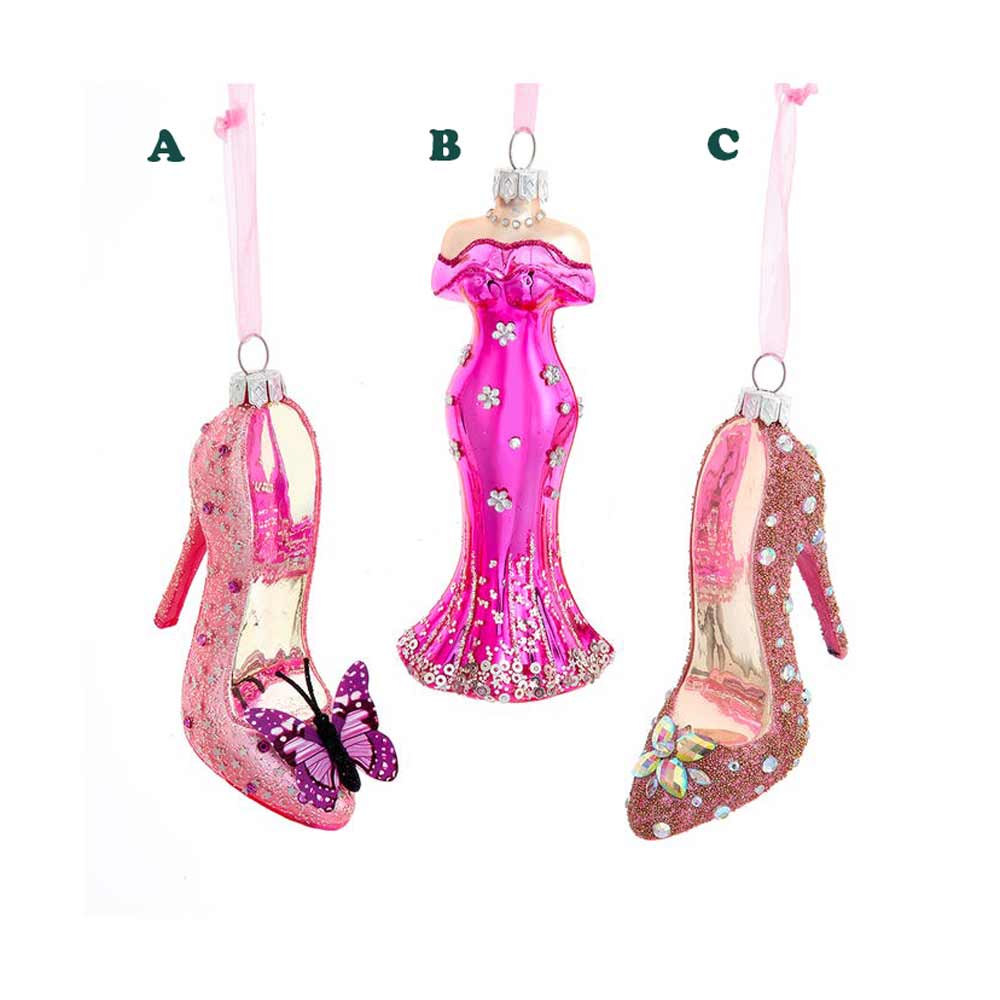 Kurt Adler, Glass Dress/Shoes Ornament, Assorted & Sold Separately
