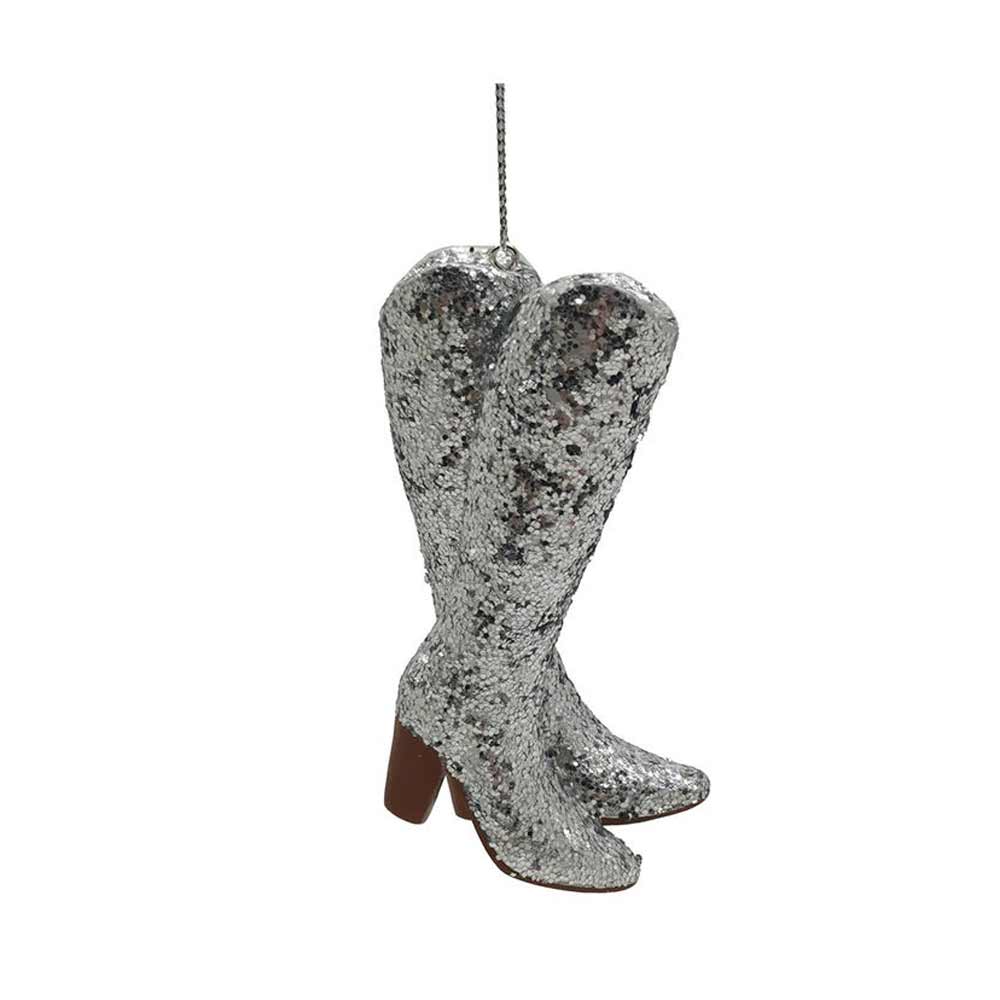Kurt Adler, Silver Glitter Boot Ornament