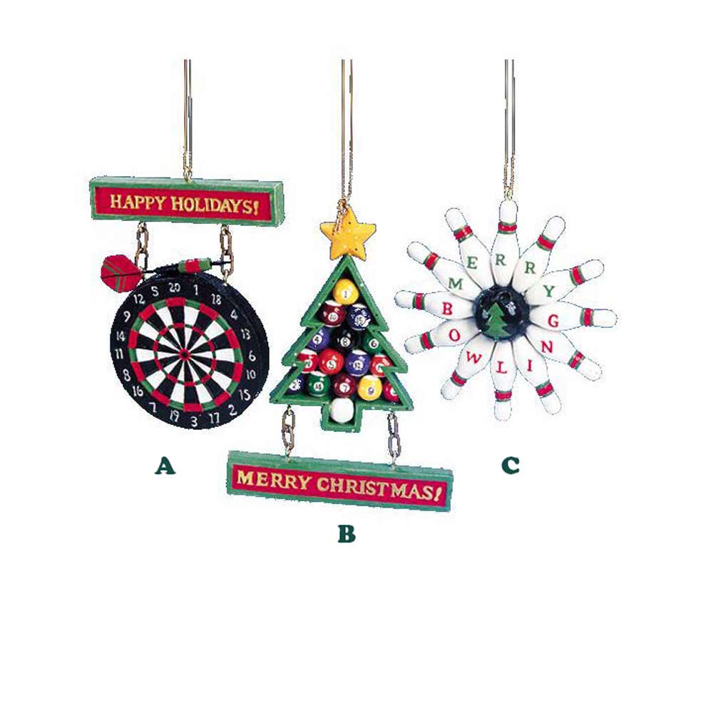 Kurt Adler, Dart Board/Bowl/Billiards Ornament