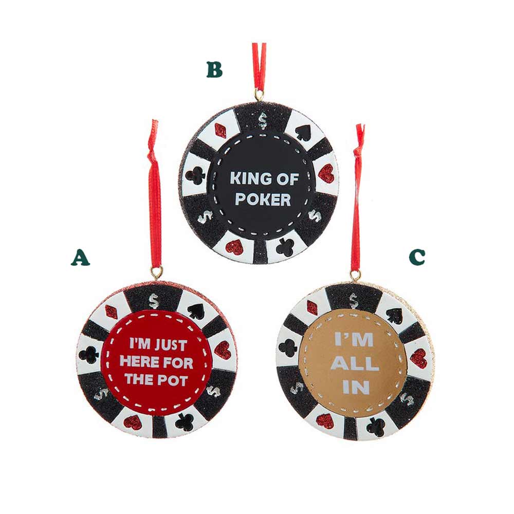 Kurt Adler, Poker Chips W/Saying Ornament, Assorted & Sold Separately