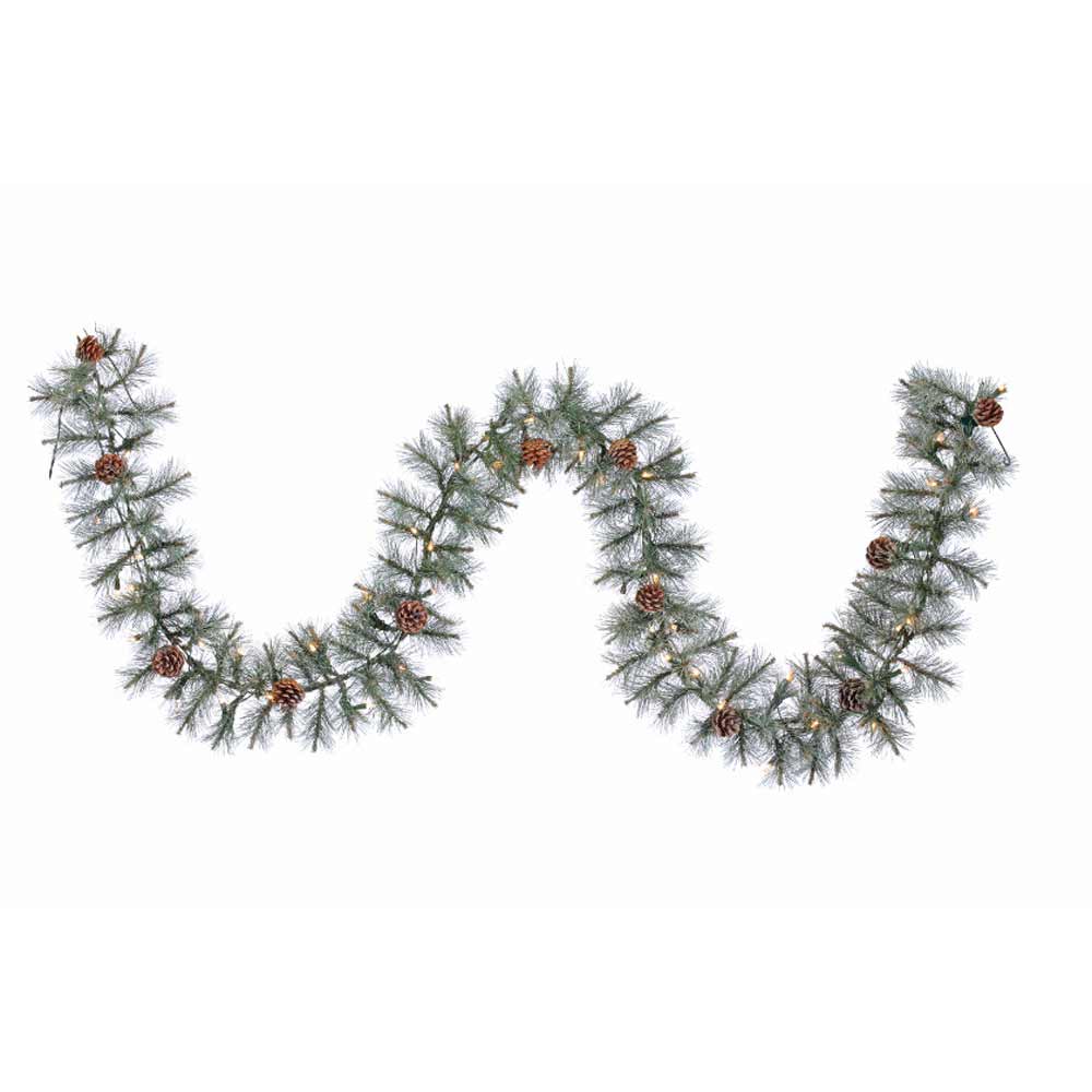 Direct Export, Iced Aspen Garland, G40 Clear, 9'