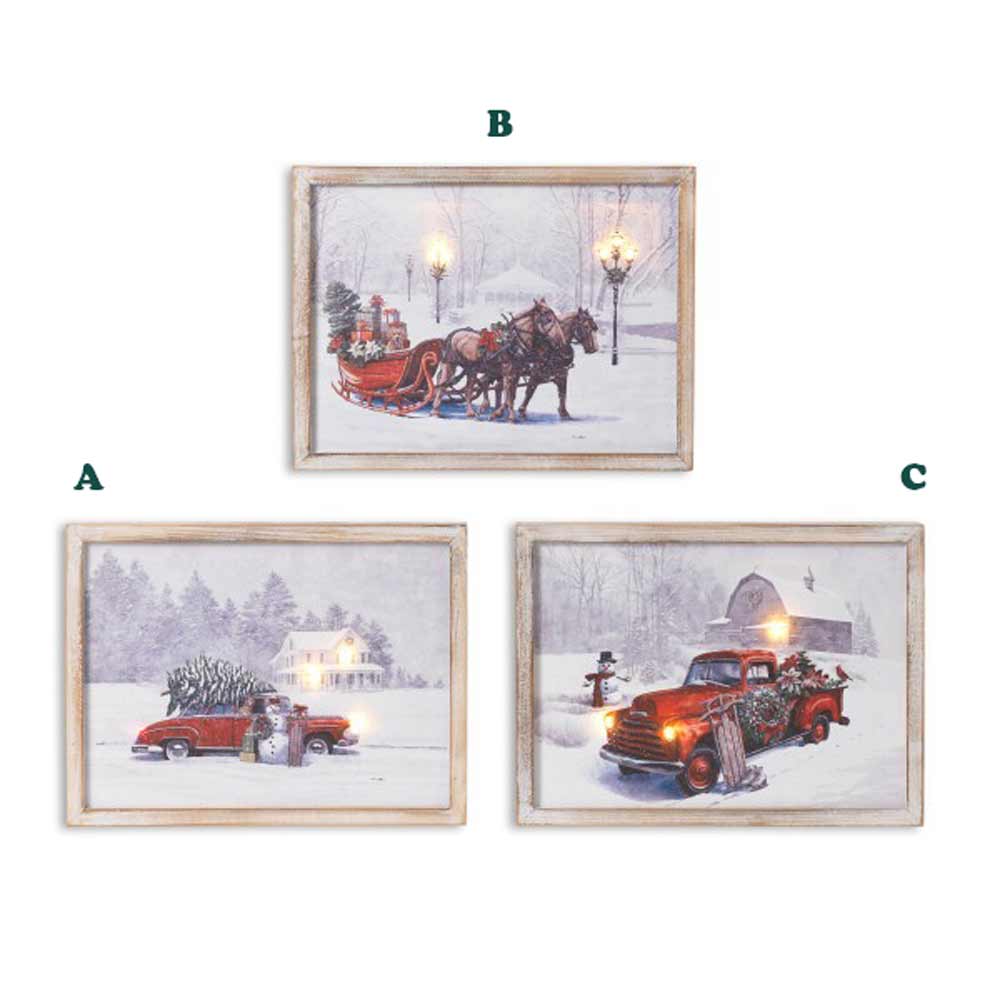 Gerson, Wood Farm Holiday Canvas, Battery Operated, Assorted & Sold Separately