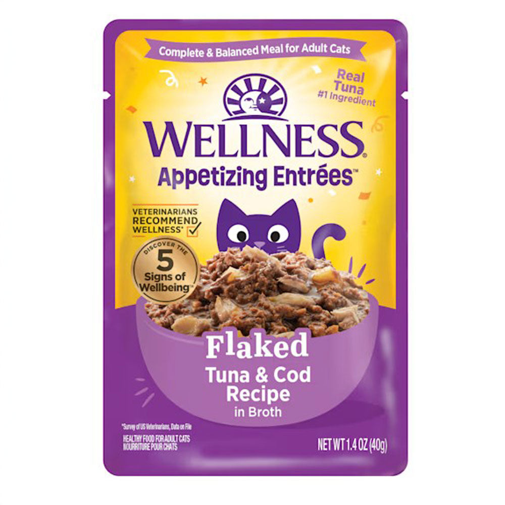 Wellness, Appetizing Entrées Flaked Tuna/Cod in Broth Recipe, 1.4 oz.