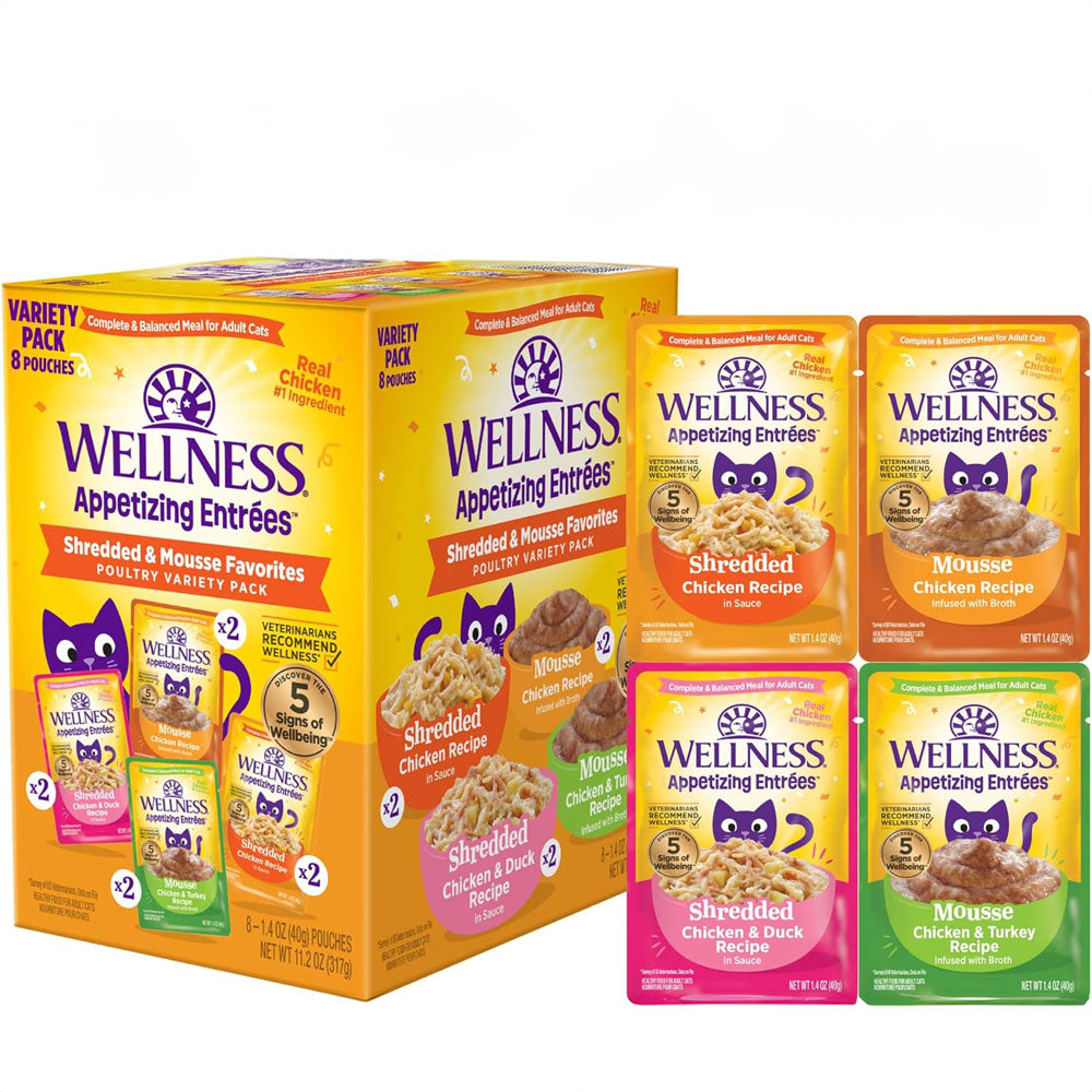 Wellness, Appetizing Entrées Shredded & Mousse Poultry Variety Pack